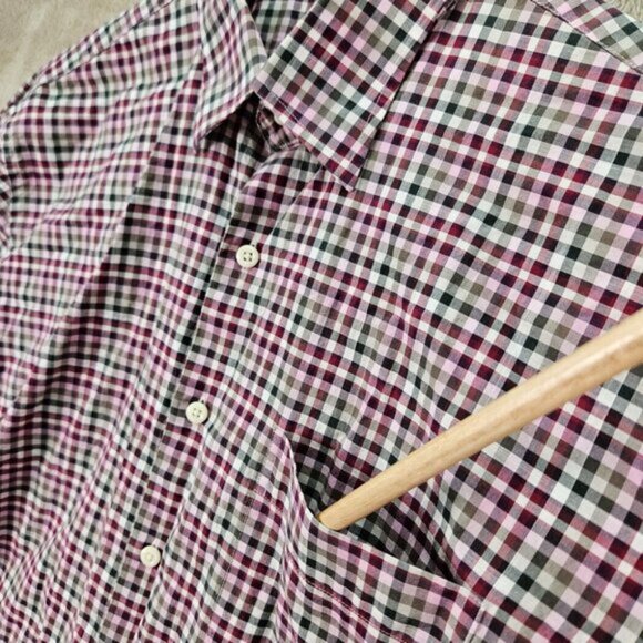 Peter Millar Dress Shirt White Pink Black Gray Plaid Long Sleeve Mens Size L - Picture 7 of 10